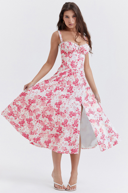 🔥🔥Floral Bustier Midriff Waist Shaper Dress