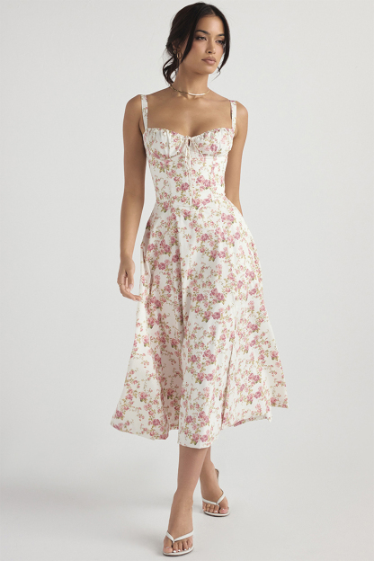 🔥🔥Floral Bustier Midriff Waist Shaper Dress