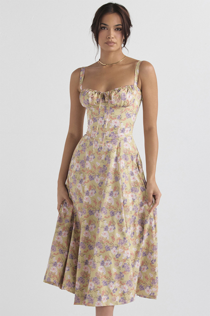 🔥🔥Floral Bustier Midriff Waist Shaper Dress