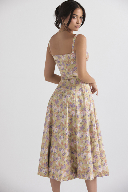 🔥🔥Floral Bustier Midriff Waist Shaper Dress