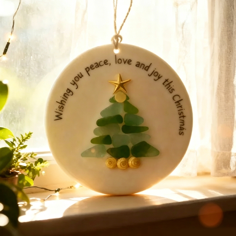 【GIFT OF THE TIDE Series🌊】Sea Glass Christmas Wish Plaque