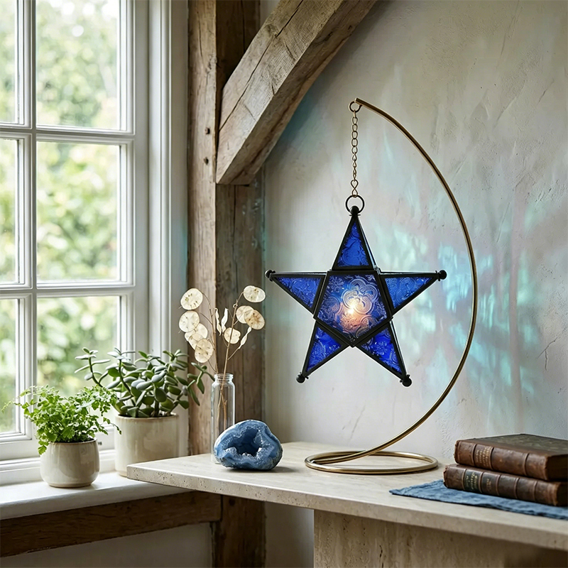 ✨Moroccan Star Lantern - Colorful Stained Glass