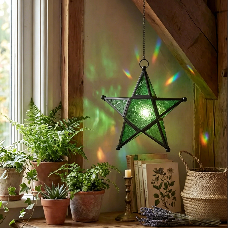 ✨Moroccan Star Lantern - Colorful Stained Glass