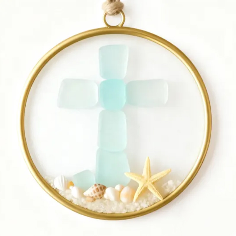 Sea Glass Cross Ornament