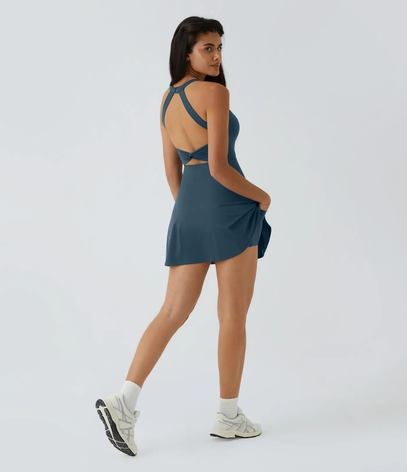 Heathyoga Tennis Dress with Built in Shorts and Bra Athletic Dress for Women Summer Cut Out Twisted Golf Workout Dress