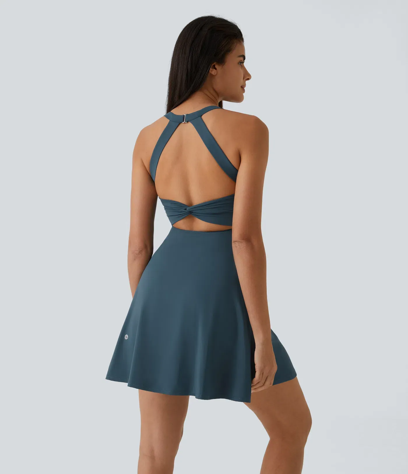 Heathyoga Tennis Dress with Built in Shorts and Bra Athletic Dress for Women Summer Cut Out Twisted Golf Workout Dress