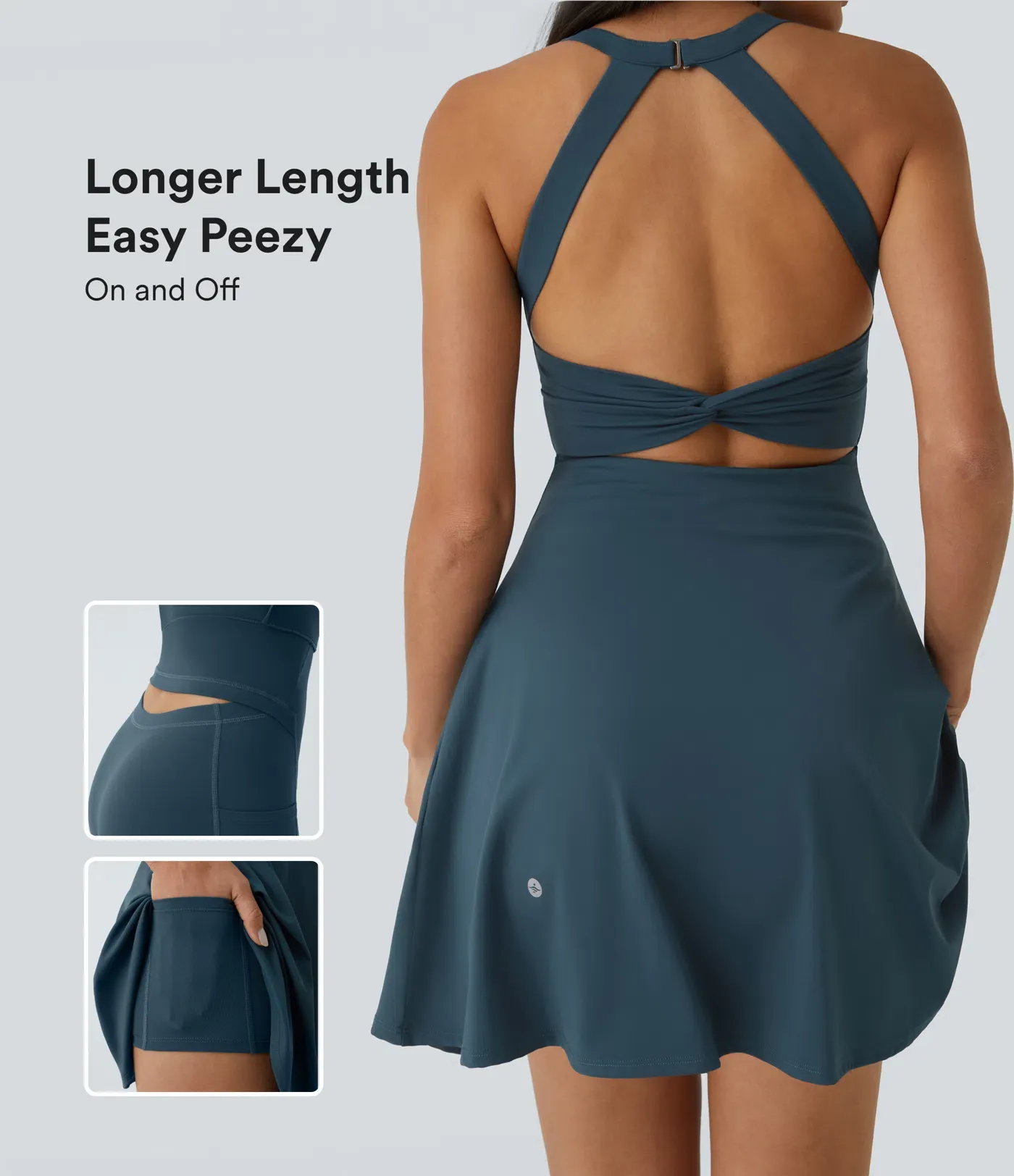 Heathyoga Tennis Dress with Built in Shorts and Bra Athletic Dress for Women Summer Cut Out Twisted Golf Workout Dress