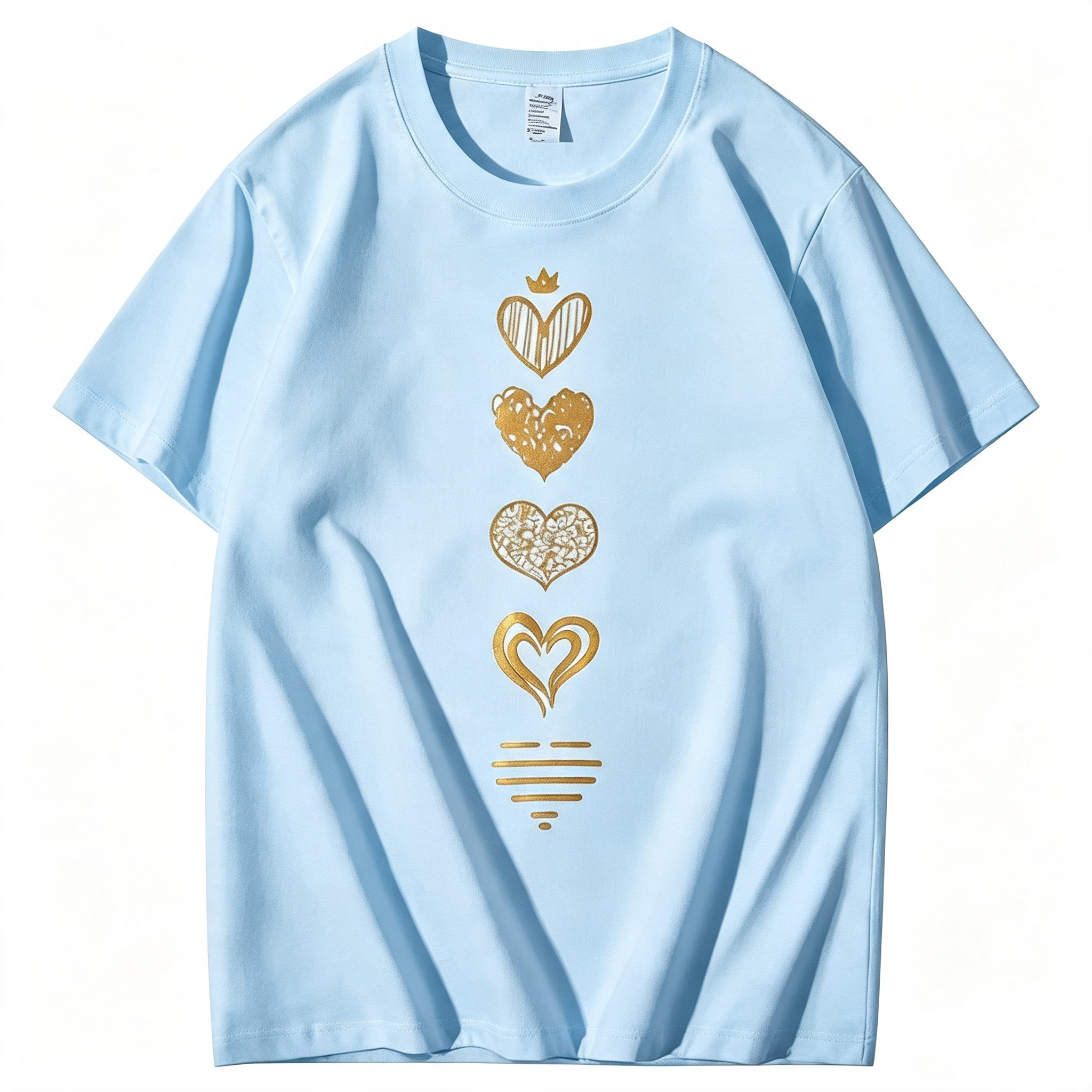 Heart Print Casual Short-Sleeve Crew Neck T-Shirt