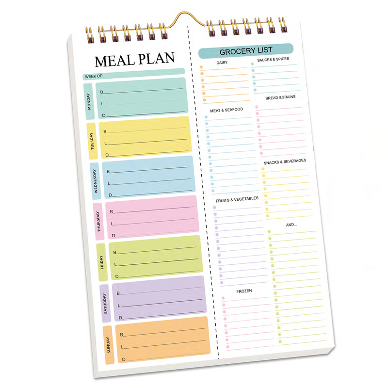 Handmade Bound Weekly Detachable Diet Plan Sheet