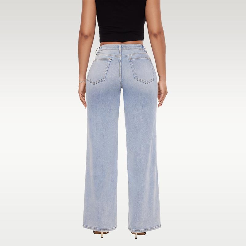 ⏰LAST DAY HALF PRICE💥High Rise Vintage Wash Tummy Control Top Straight Leg Jeans