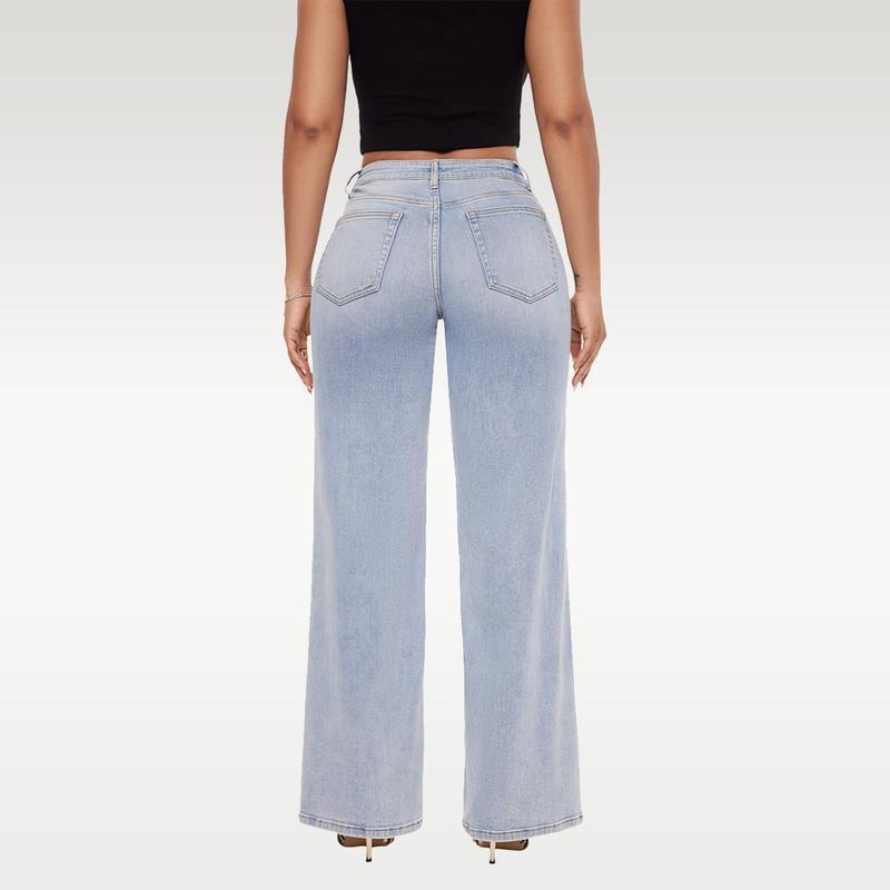 ⏰LAST DAY HALF PRICE💥High Rise Vintage Wash Tummy Control Top Straight Leg Jeans
