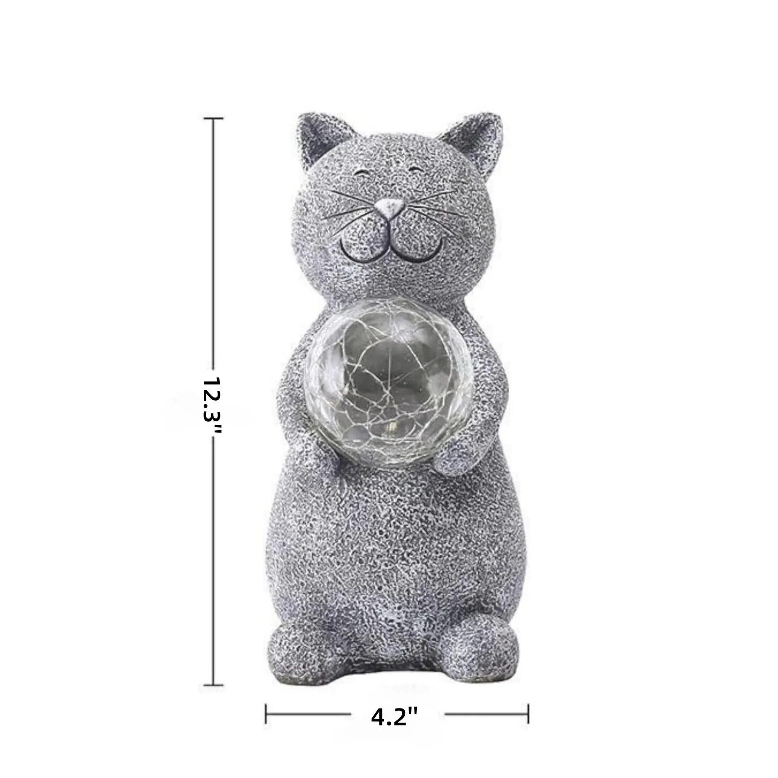 Solar-Powered Outdoor for Cat Statue with Auto-On LED Light