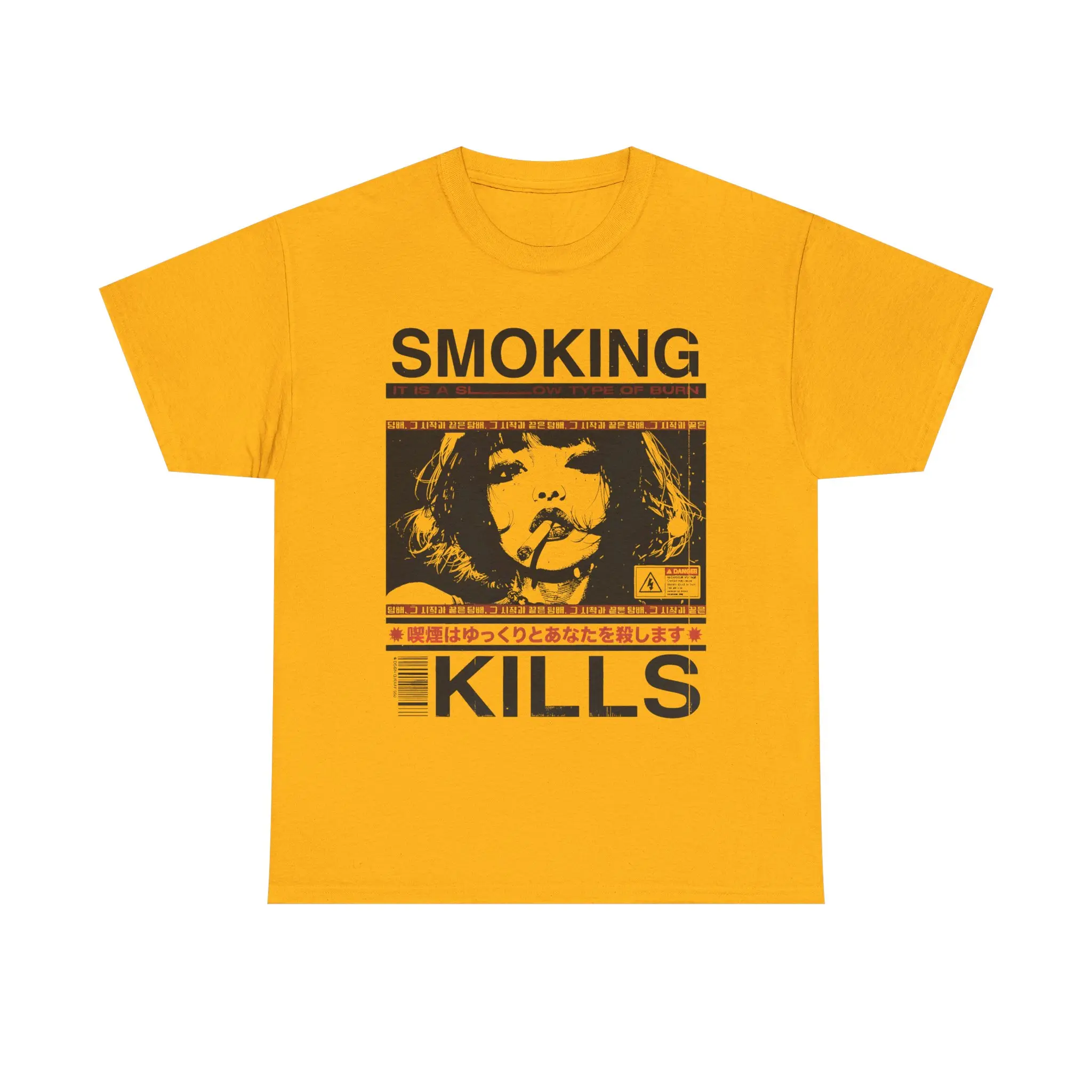 Smoking Kills Retro Manga Style Graphic T-Shirt