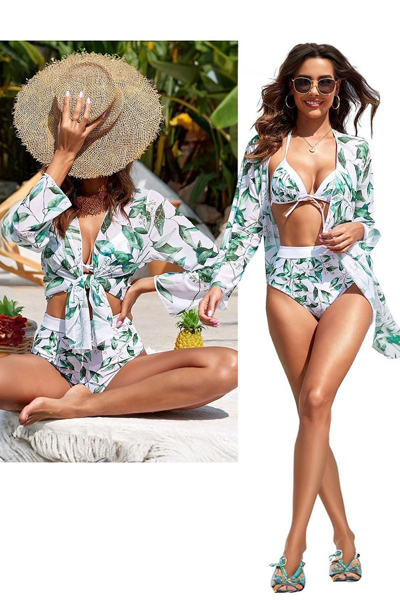 Women Floral Sexy Bikini With Kimono Cover Ups | Swimsuit14