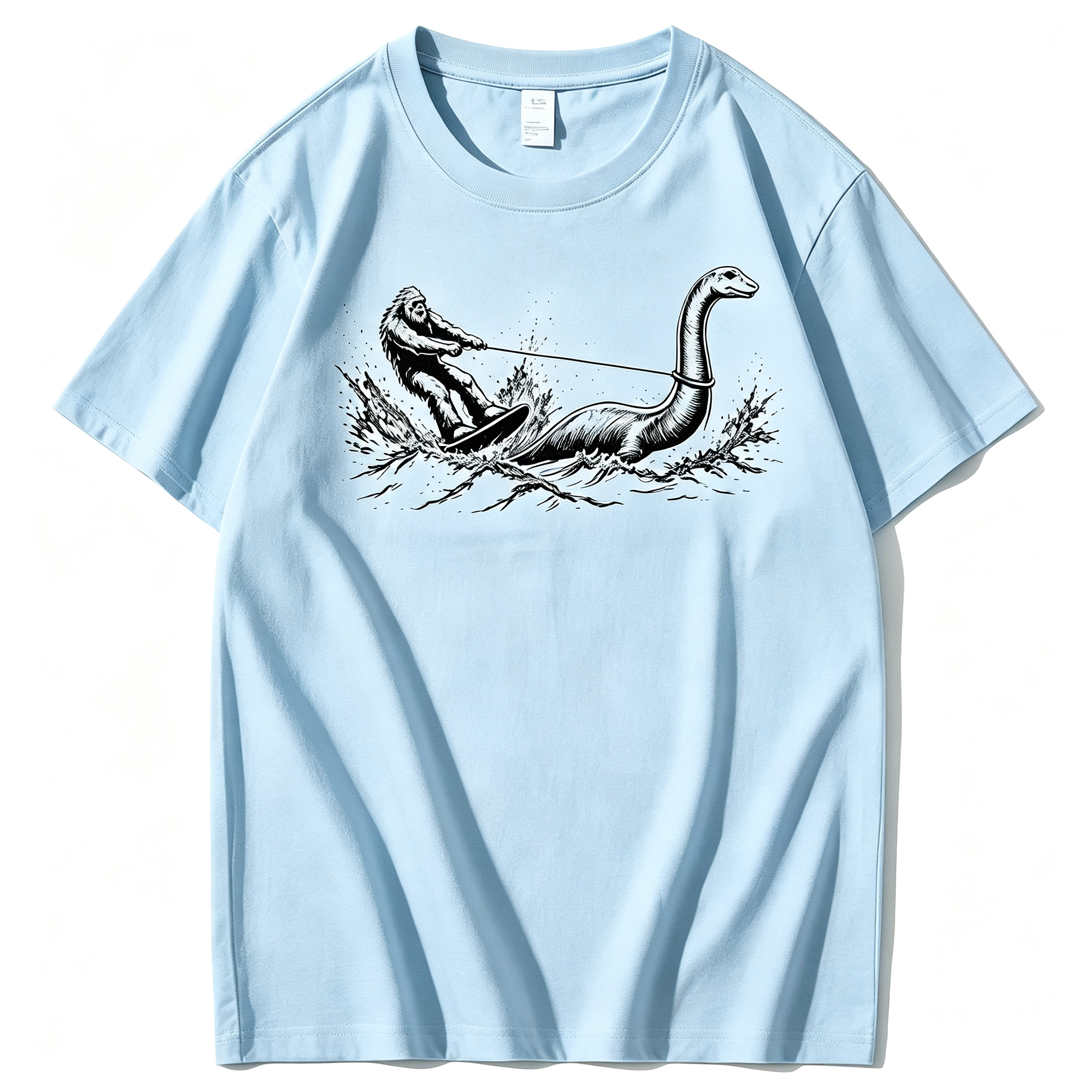 Funny Bigfoot Loch Ness Monster 100% Cotton T-Shirt