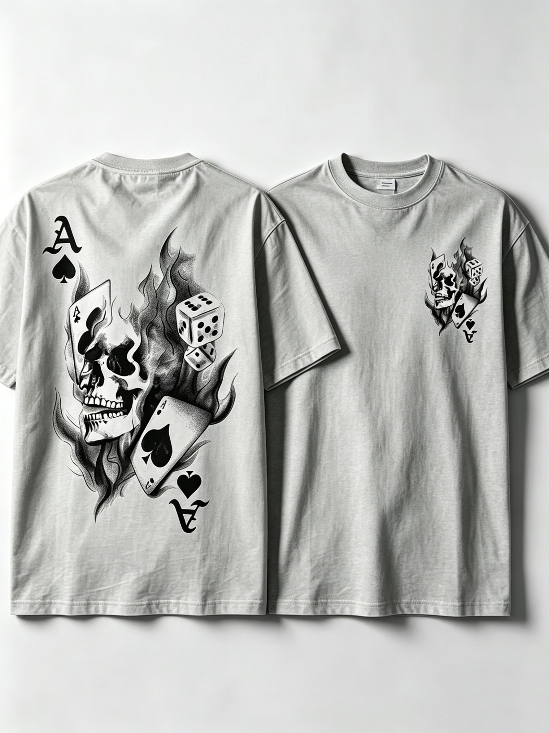 Skull Playing Card Graphic Print T-Shirt