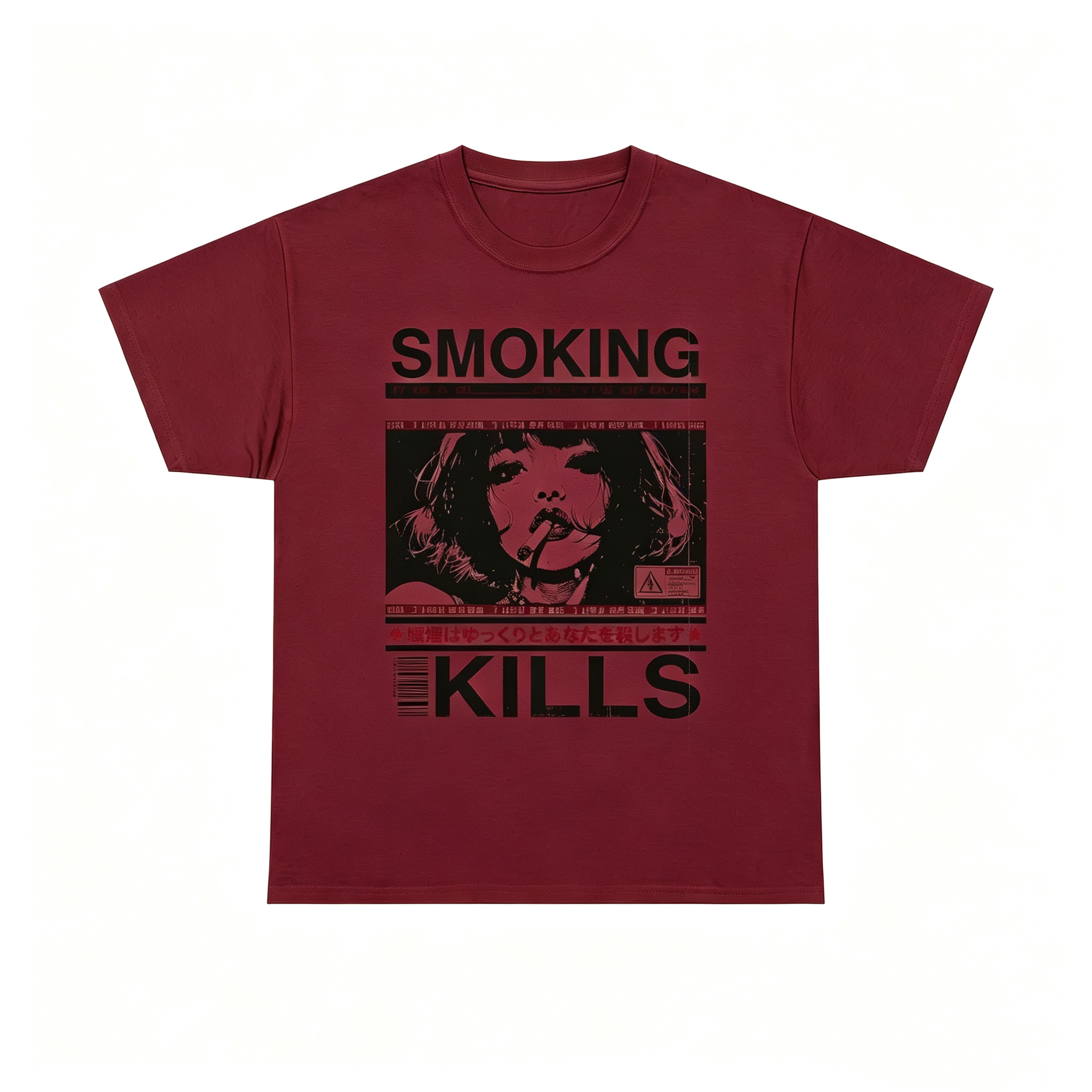 Smoking Kills Retro Manga Style Graphic T-Shirt