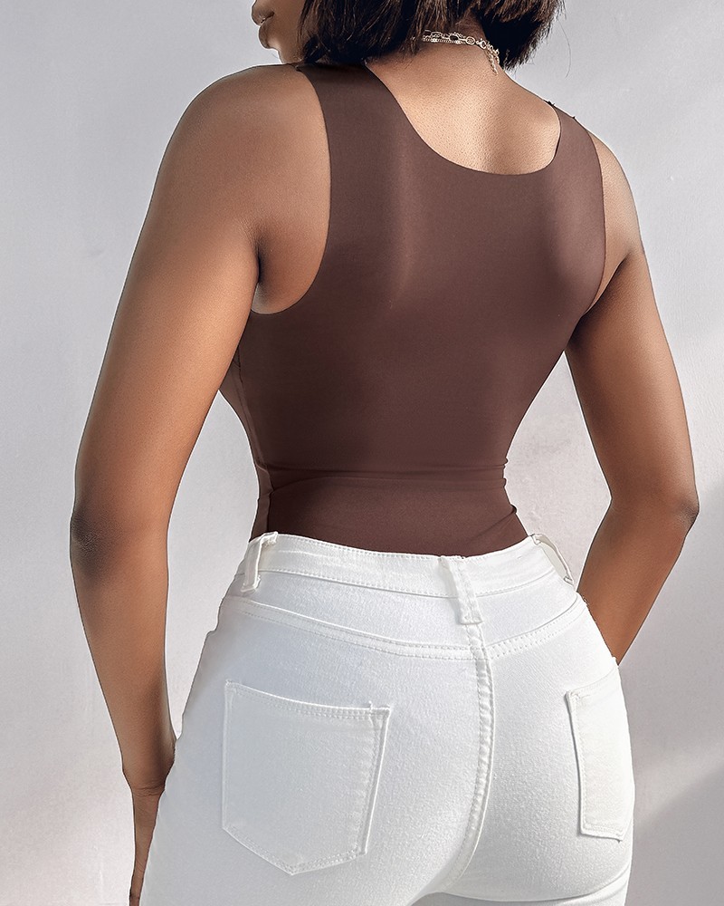 Vibecurve® U Neck Shapewear Built-in Bra Sleeveless High Strechy Slim Fit Tank BodySuits