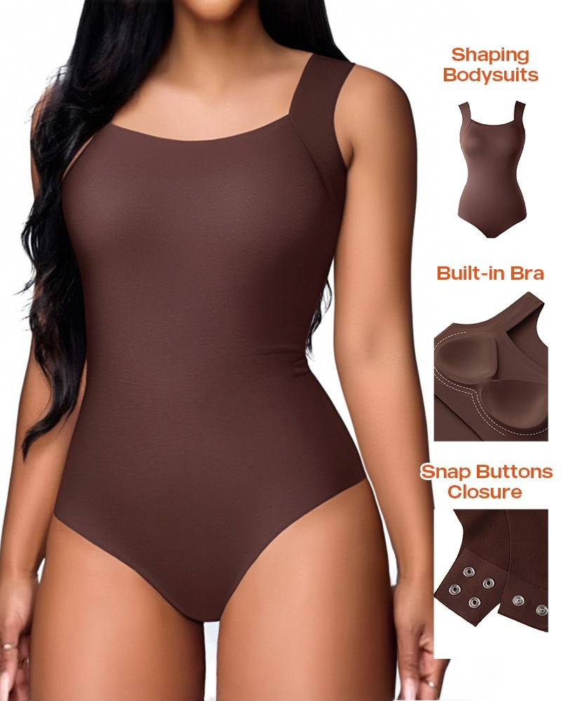Vibecurve® U Neck Shapewear Built-in Bra Sleeveless High Strechy Slim Fit Tank BodySuits