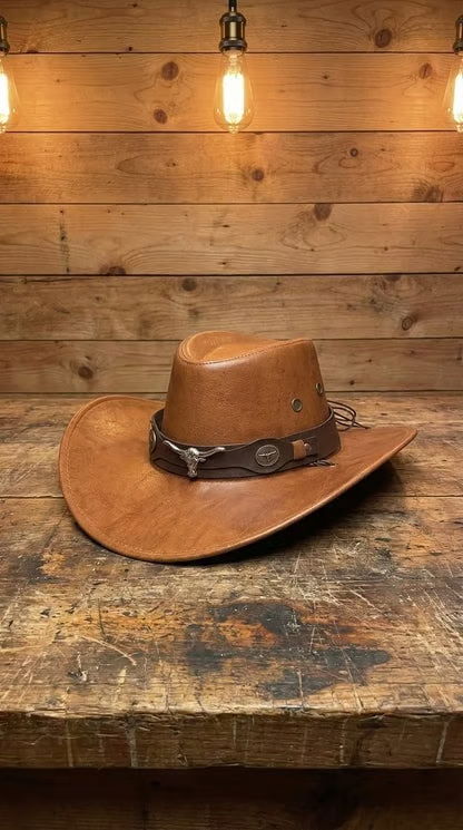 🔥Daisy’s Premium Handcrafted Leather Cattleman Hat – Authentic Western Outback Style 🤠🌵