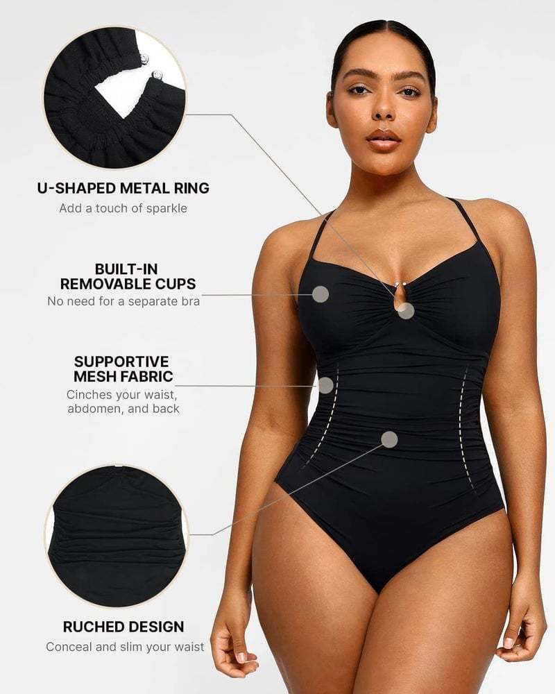 🔥LAST DAY 45% OFF - 💕2025 HOT SALE Smart Sculpt U-Ring Cut Out Shaping Swimsuit 🩱