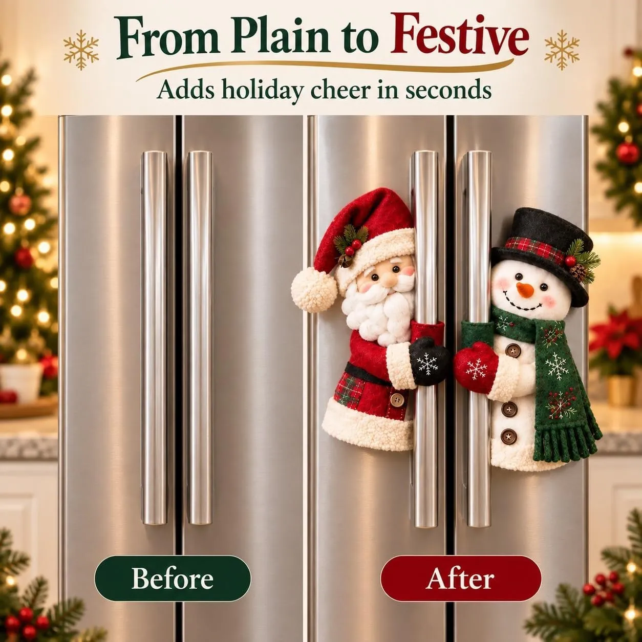 🎅☃️ Santa & Snowman Handle Huggers &ndash; Christmas Kitchen Decor detail view 1