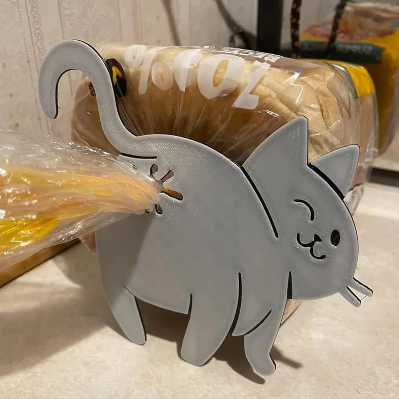 3 Pcs Cat Butt Bread Clip - 3D Printed Humorous Kitchen Gadget - Plastic Bag Holder for Bread & Snacks