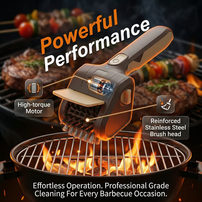 Stainless Steel Grill Brush with LED Light – Bristle-Free BBQ Cleaner 🔥