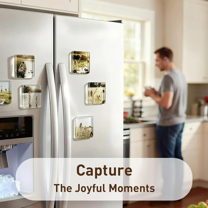 ✂🎞10 Pack 2"x2" Clear Acrylic DIY Fridge Magnets Set with Adhesive Backing – Square Magnetic Photo Frames💕