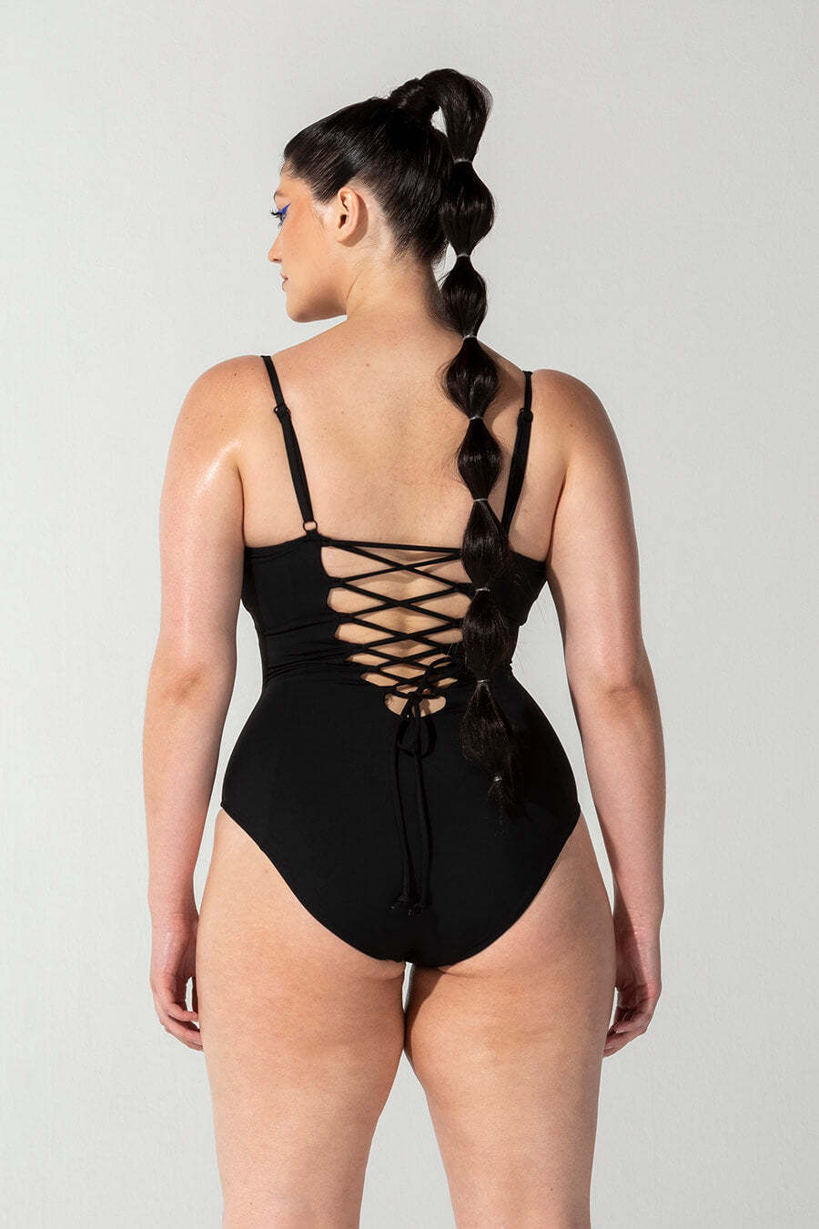 Plunging Slim & Sculpt Lace-Up Back One-Piece