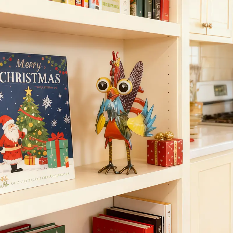 Colorful Metal Rooster Garden Statue 🐓 | Artistic Farmhouse Decor & Rust-Proof Patio Sculpture ✨