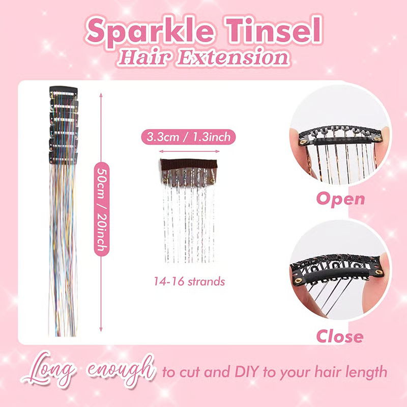🏆Flash 49%⚡ 50K+ SOLD! Almost Gone -✨Clip-in Tinsel Hair Extensions（A set of 12 pieces）