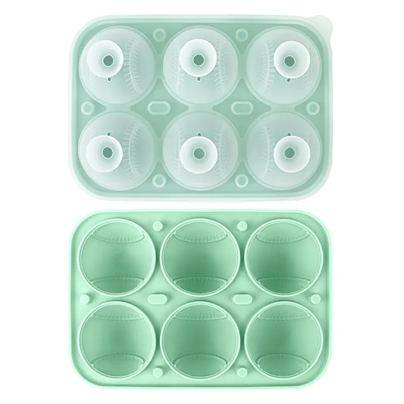 3D Baseball Stitch Ice Cube Mold: 6-Cavity Food-Grade Silicone Tray