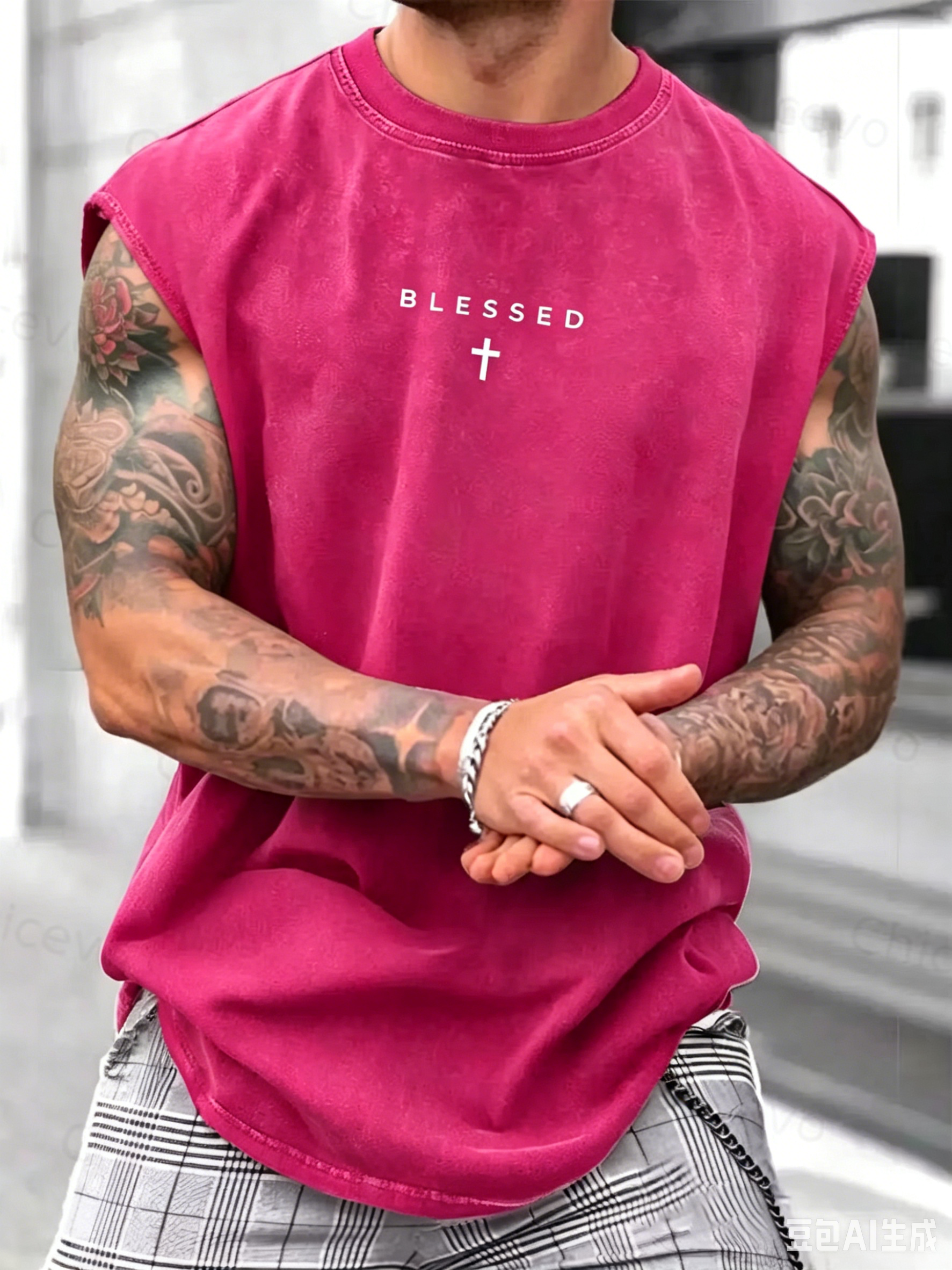 Men's Loose-Fit Sleeveless Short Graphic T-Shirt