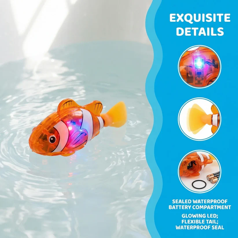 4-Pack LED Swimming Robot Fish Bath Toys for Toddlers