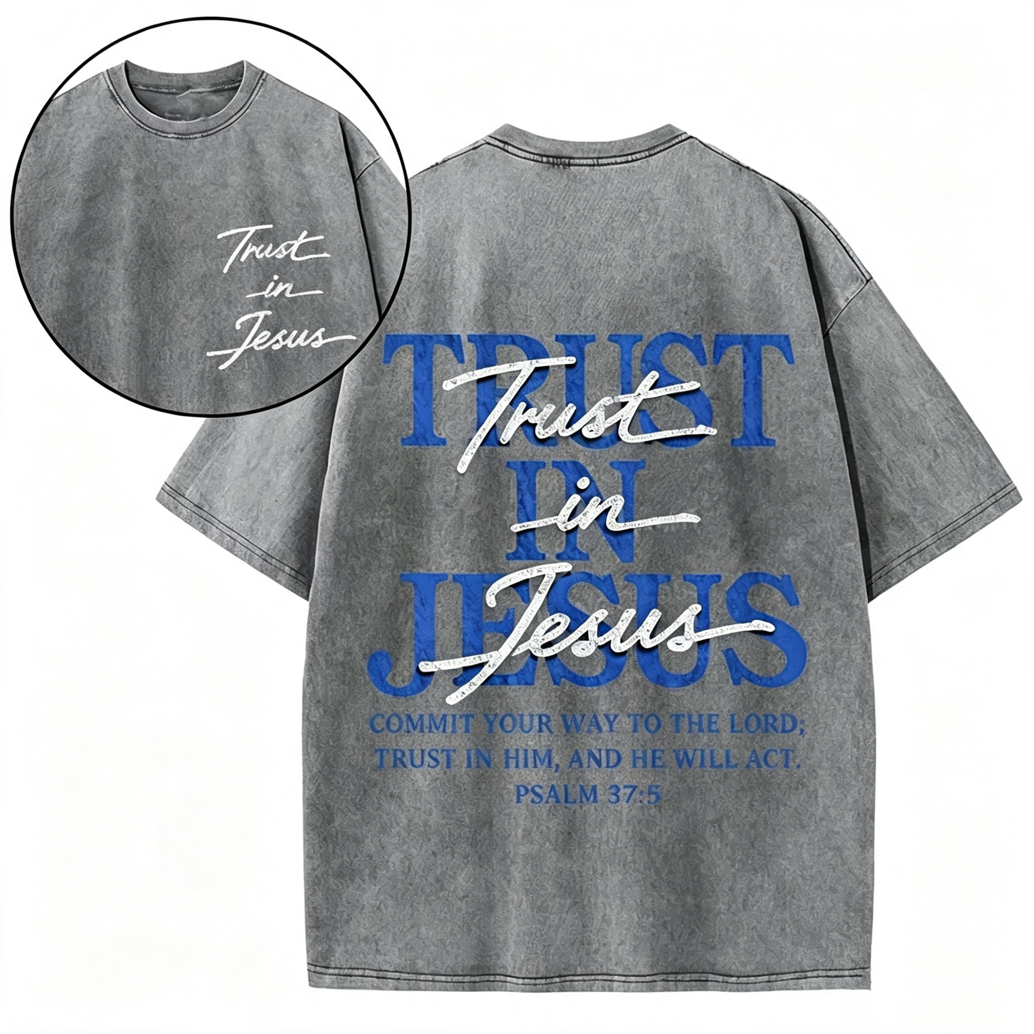 "Trust in Jesus" Psalm 37:5 Bible Verse Design T-Shirt