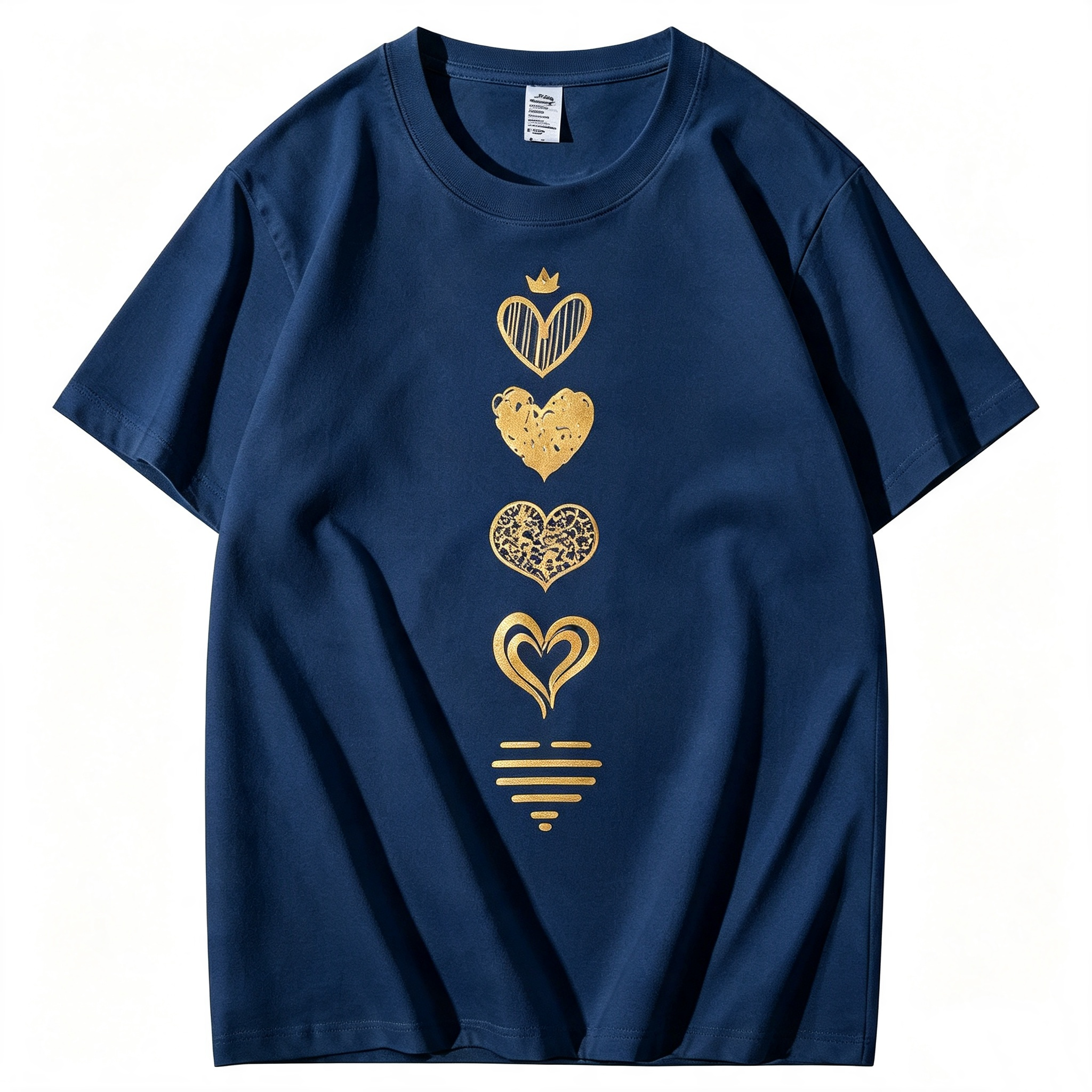 Heart Print Casual Short-Sleeve Crew Neck T-Shirt