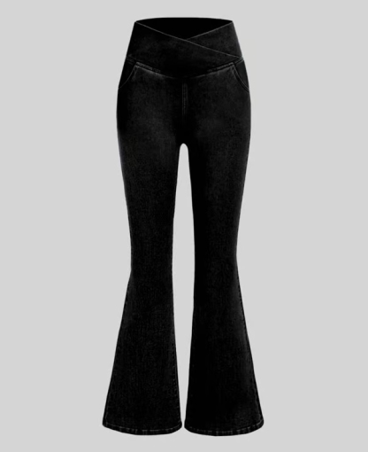 SALE 49% OFF🔥High Waisted Crossover Pocket Stretchy Knit Casual Flare Jeans