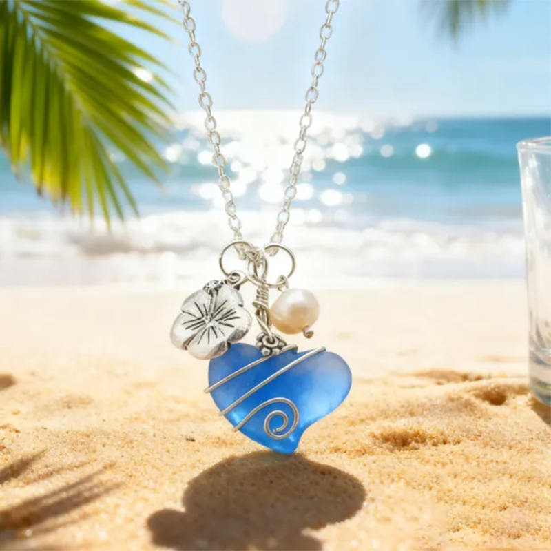 💖Handcrafted Heart Sea Glass Necklace
