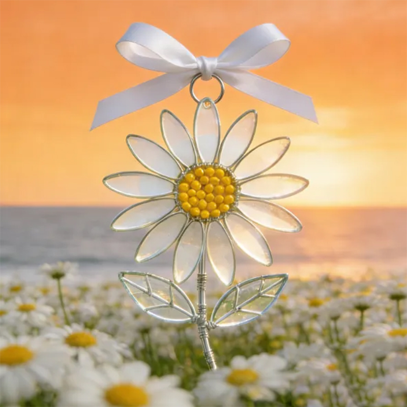 💐Handcrafted Sea Glass Flower Sun Catchers