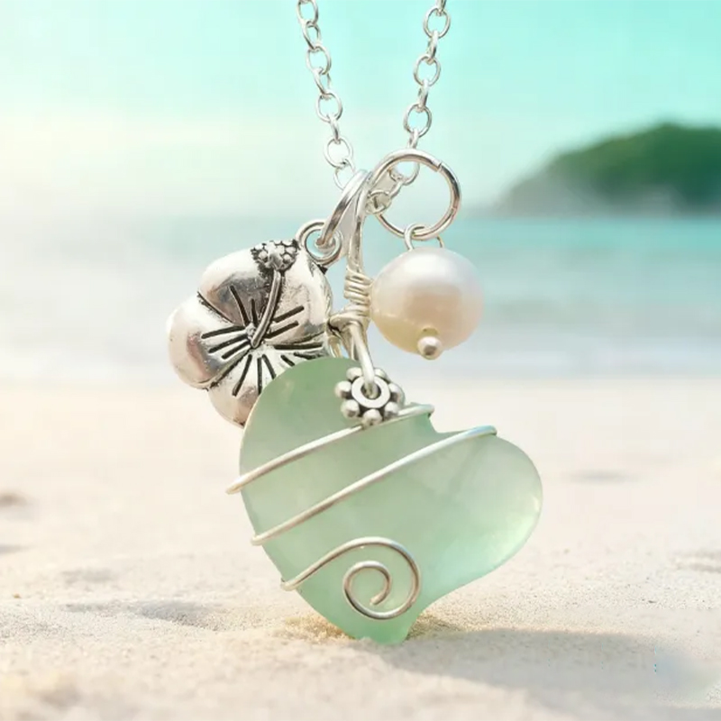 💖Handcrafted Heart Sea Glass Necklace