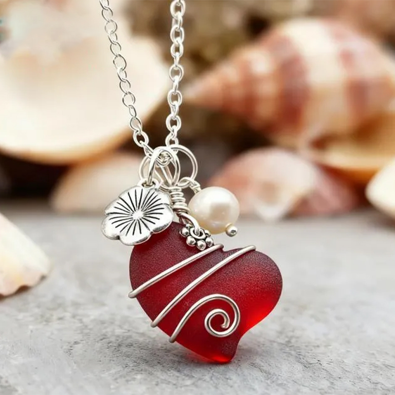 💖Handcrafted Heart Sea Glass Necklace