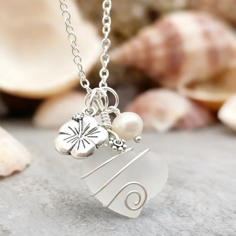 💖Handcrafted Heart Sea Glass Necklace