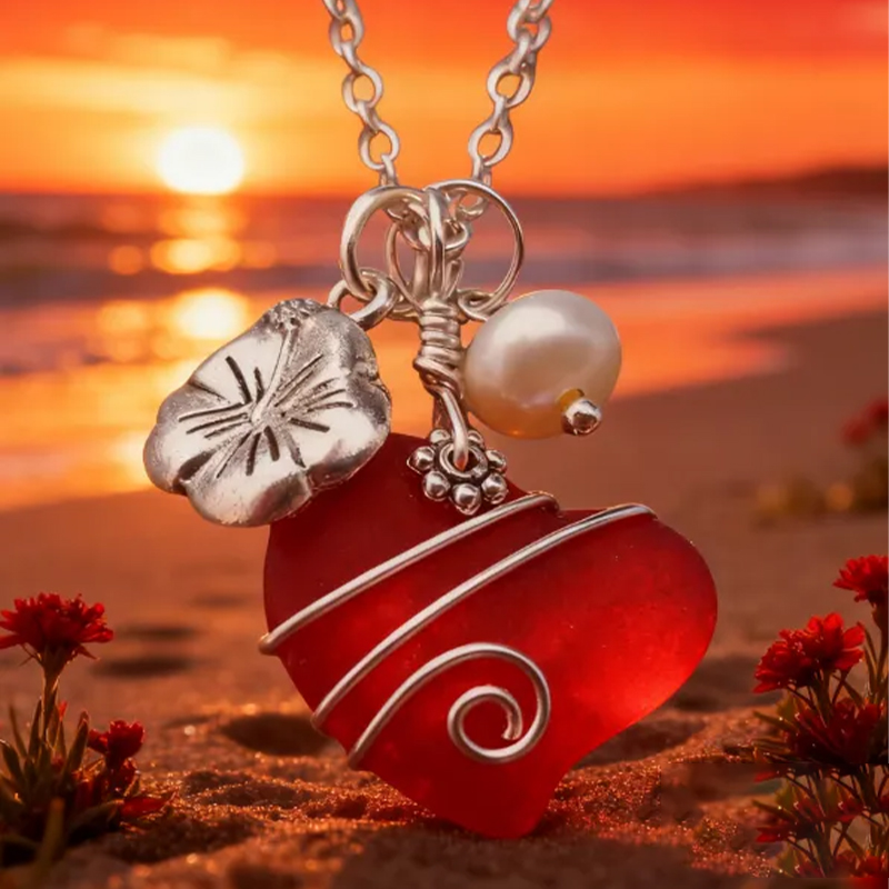 💖Handcrafted Heart Sea Glass Necklace