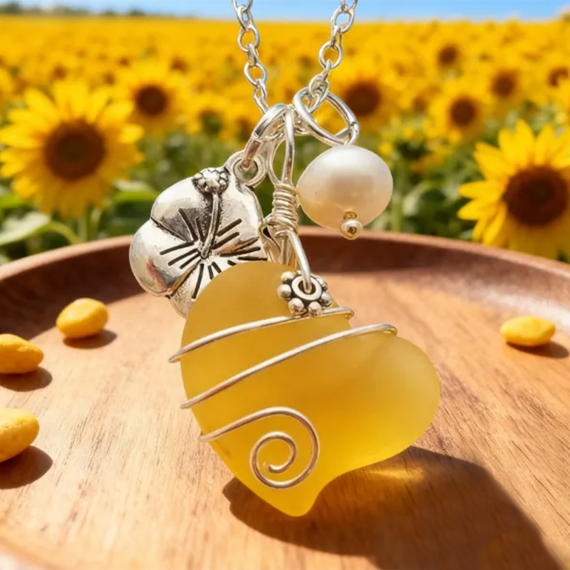 💖Handcrafted Heart Sea Glass Necklace