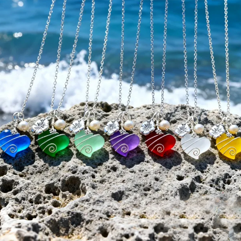 💖Handcrafted Heart Sea Glass Necklace