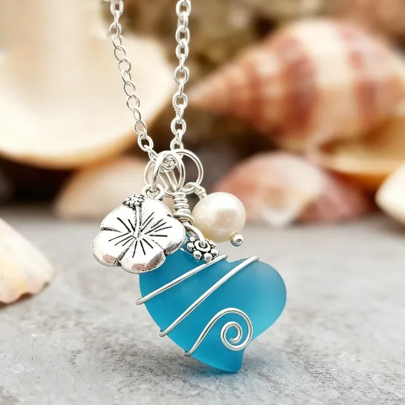 💖Handcrafted Heart Sea Glass Necklace