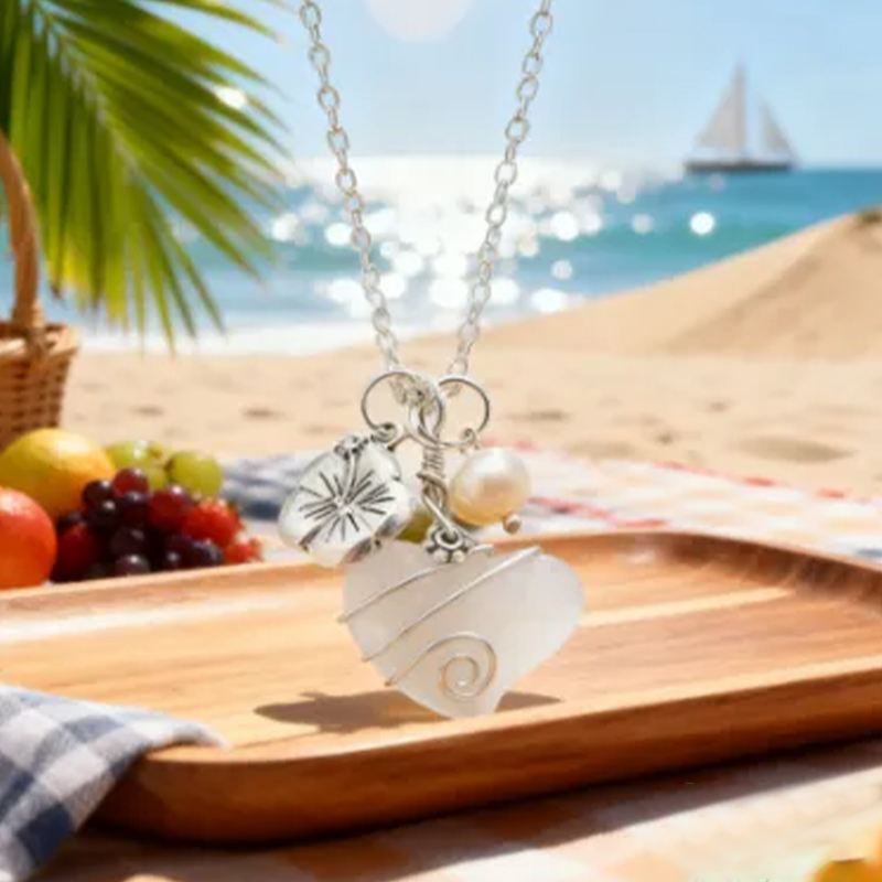💖Handcrafted Heart Sea Glass Necklace
