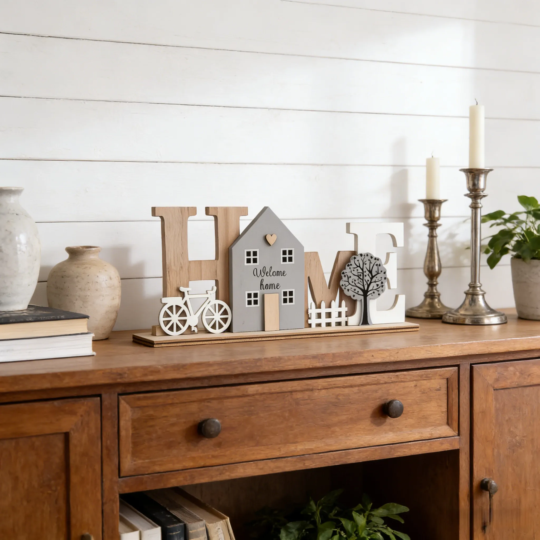 Rustic Wooden Letter HOME Decorative Ornament