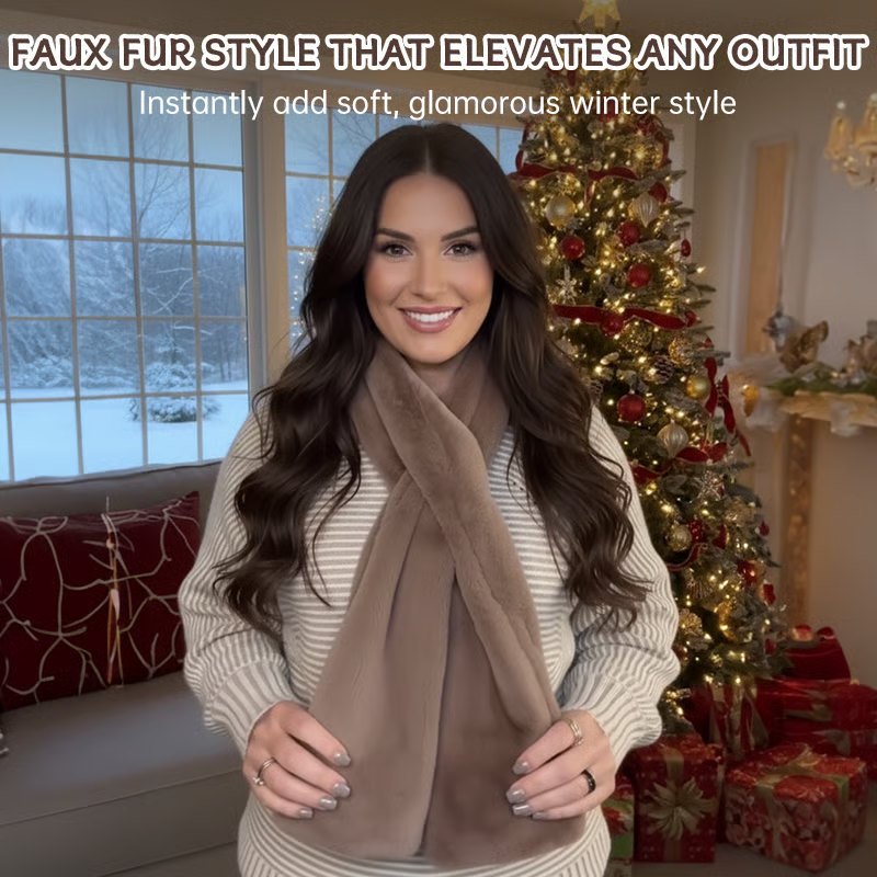⚡25K+ SOLD!🔥Ultra-Soft Faux Fur Pull-Through Scarf with Secret Zipper Pocket